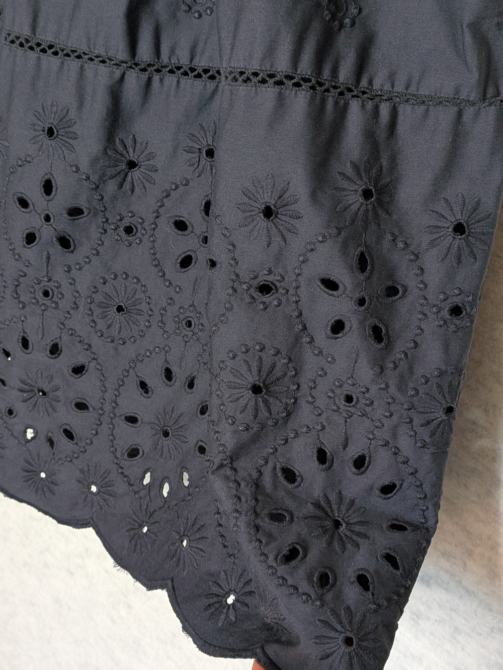 Maeve By Anthro Embroidered Skirty Culottes Eyelet Wide-Leg Dark Navy Sz M - Picture 7 of 14